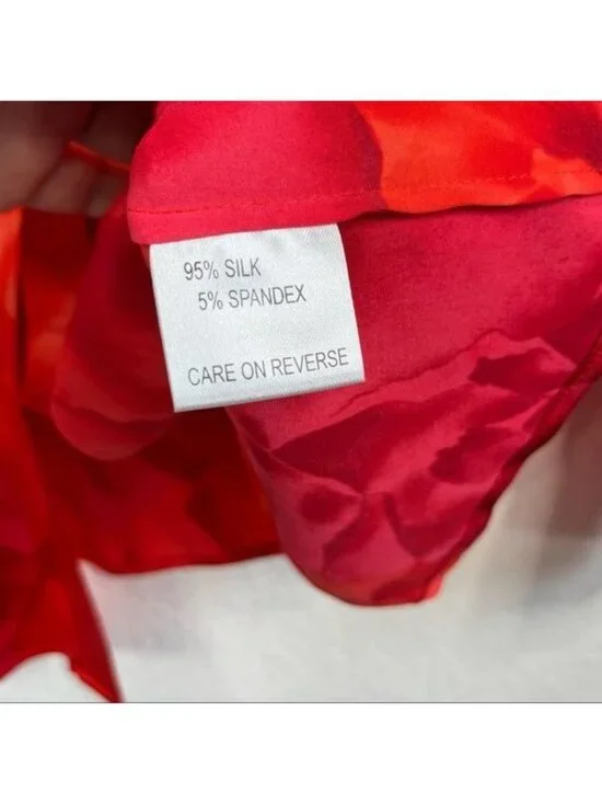 St John Spring 04 Silk Ruffle Button Front Blouse - Picture 8 of 10